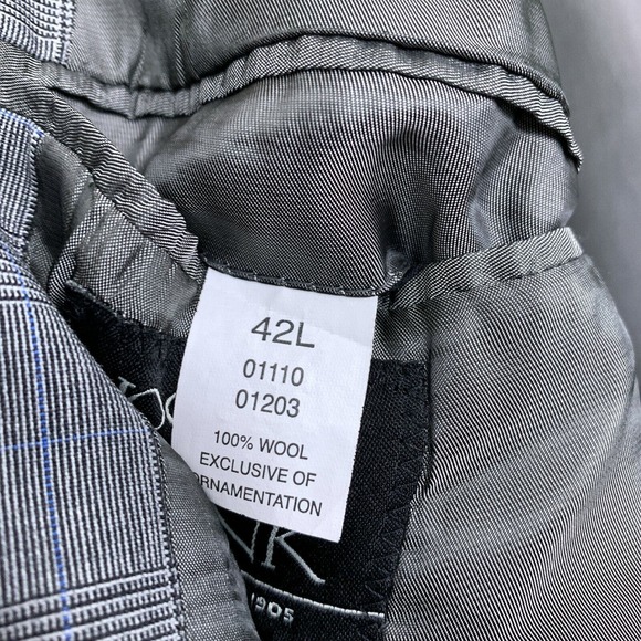 Jos A Bank Wool Sport Coat Jacket Gray Glen Check Two Button Mens 42L 42 Long - Picture 8 of 8